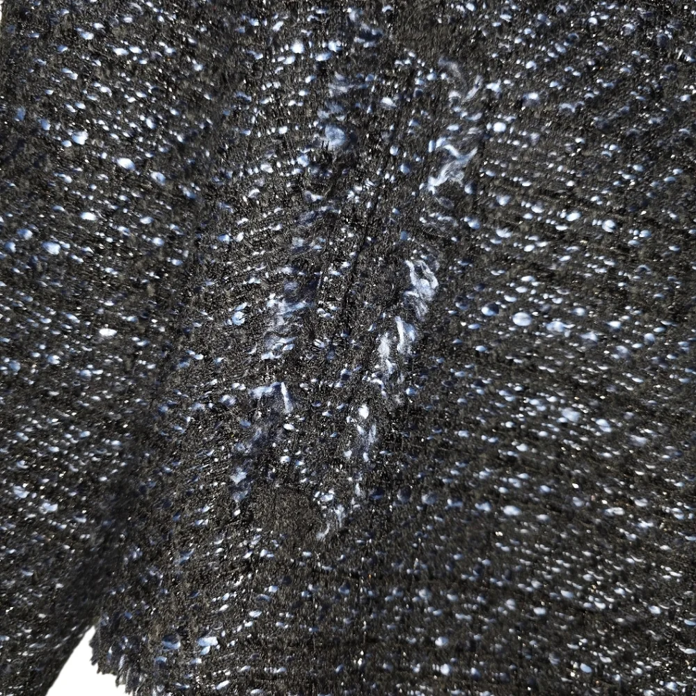 TALBOTS Vienna Black/Blue Metallic Tweed Fringe‎ Jacket - Size 12